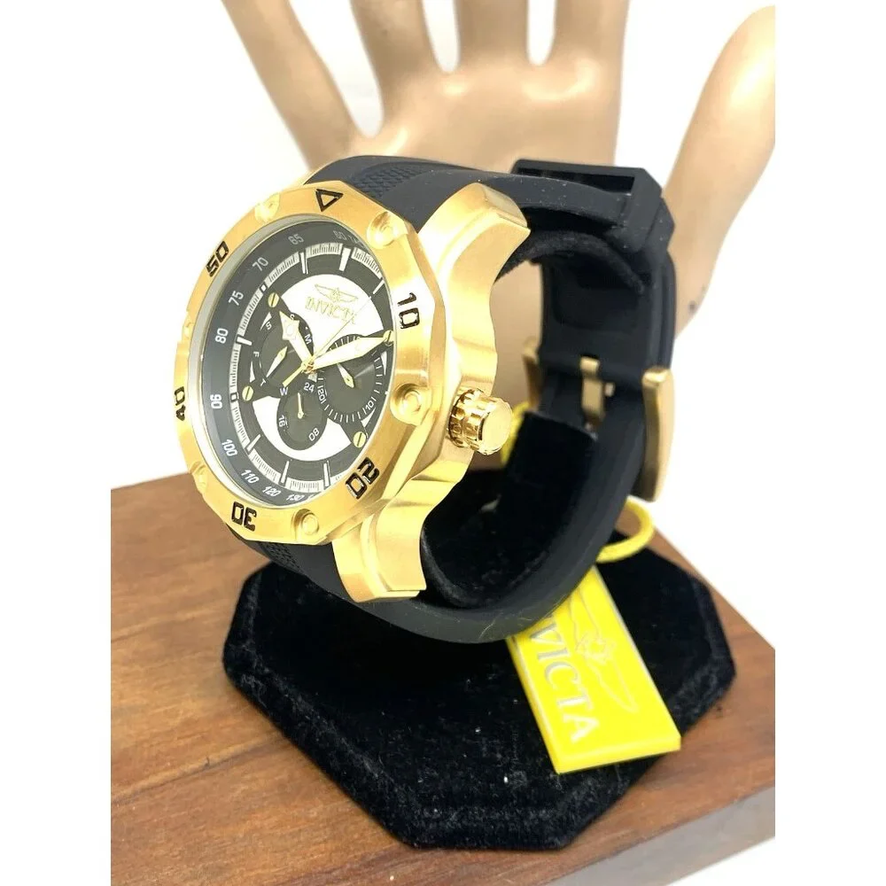 Invicta Men's Watch 45741 Pro Diver Quartz Gold Black Rubber Strap 50mm